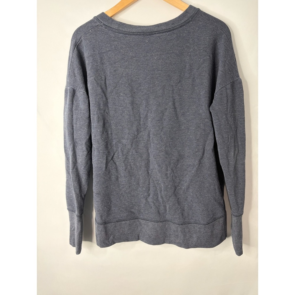 Athleta Sweatshirt Size M Blue Gray Heather Speckled Thumbhole Pullover Lounge - Picture 6 of 8